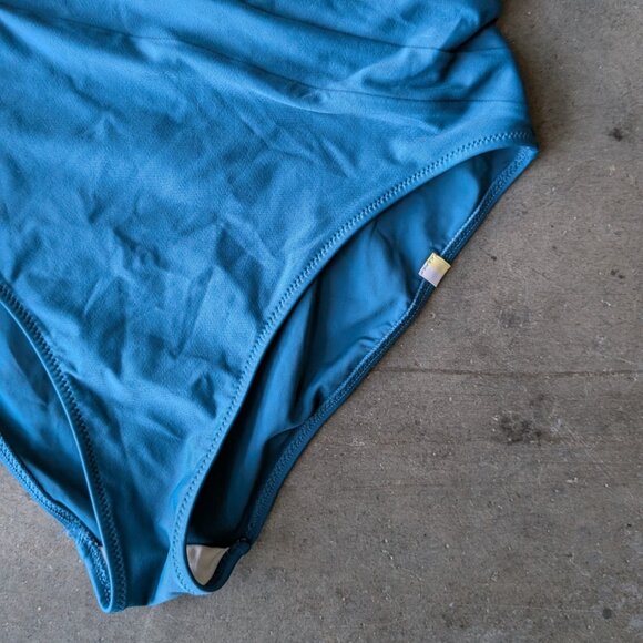 Summersalt The Sidestroke One-Piece One-Shoulder Swimsuit Green Blue size 6 - Picture 4 of 7